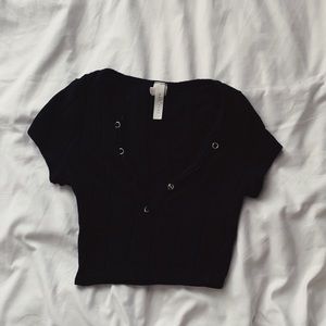 Ribbed Snap Crop Top